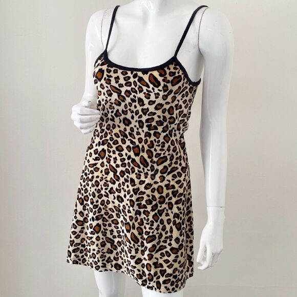 Delias x Dolls Kill Collaboration Leopard Print Velour Mini Tank Dress Y2K Vibes - Picture 1 of 5